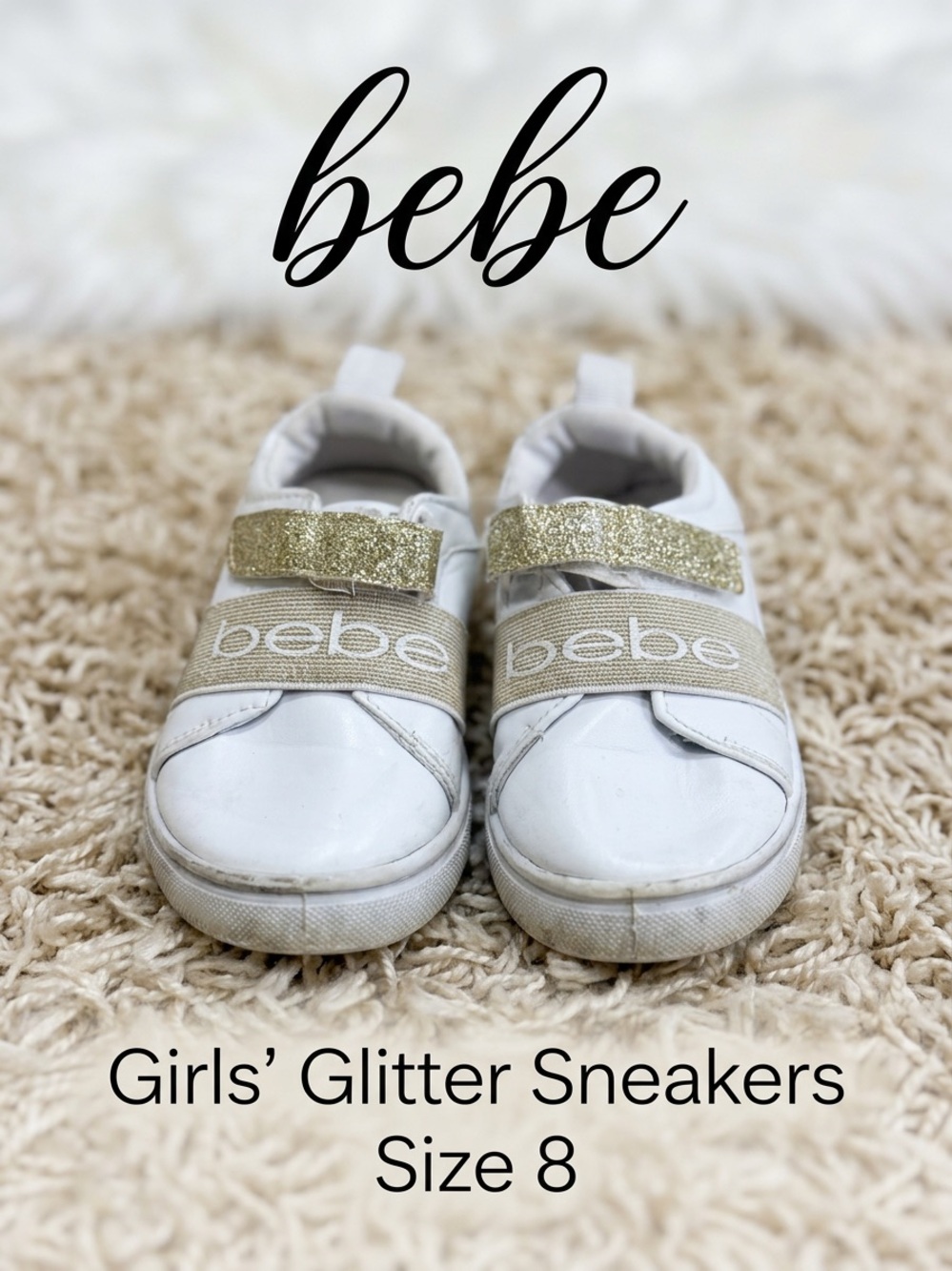 bebe Girls Glitter Sneakers – Size 8 – Gently Used